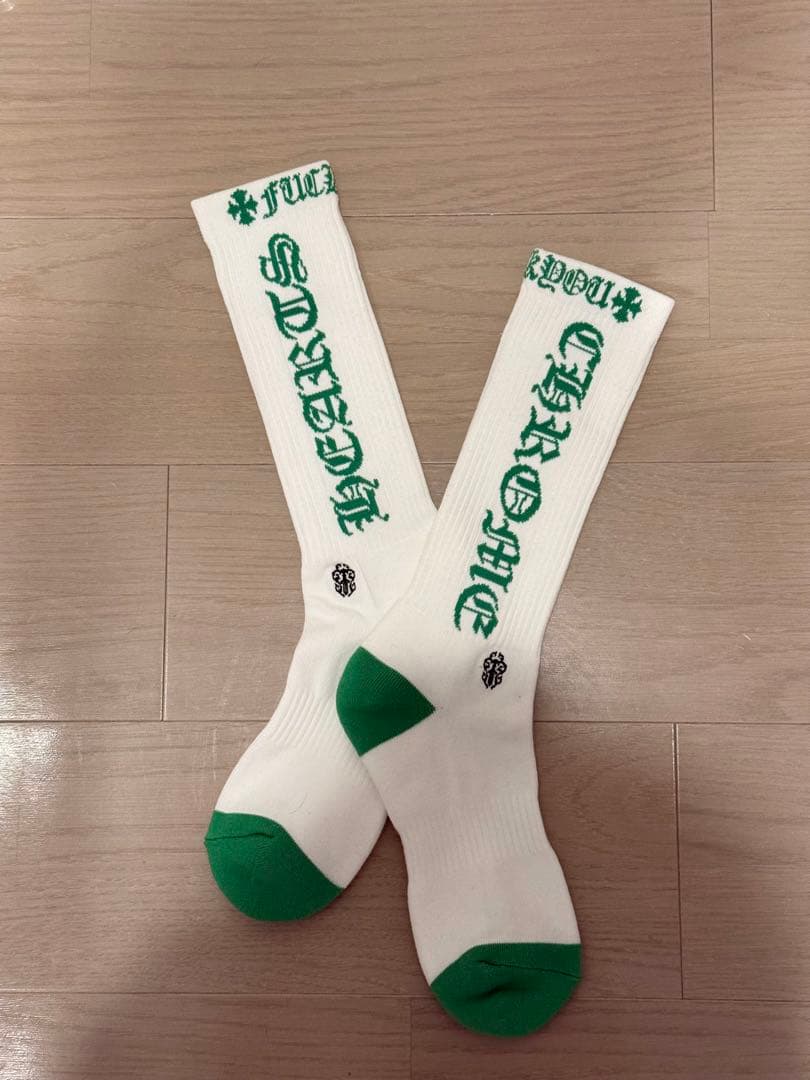 【新品未使用】クロムハーツ　靴下　ホワイト/グリーン