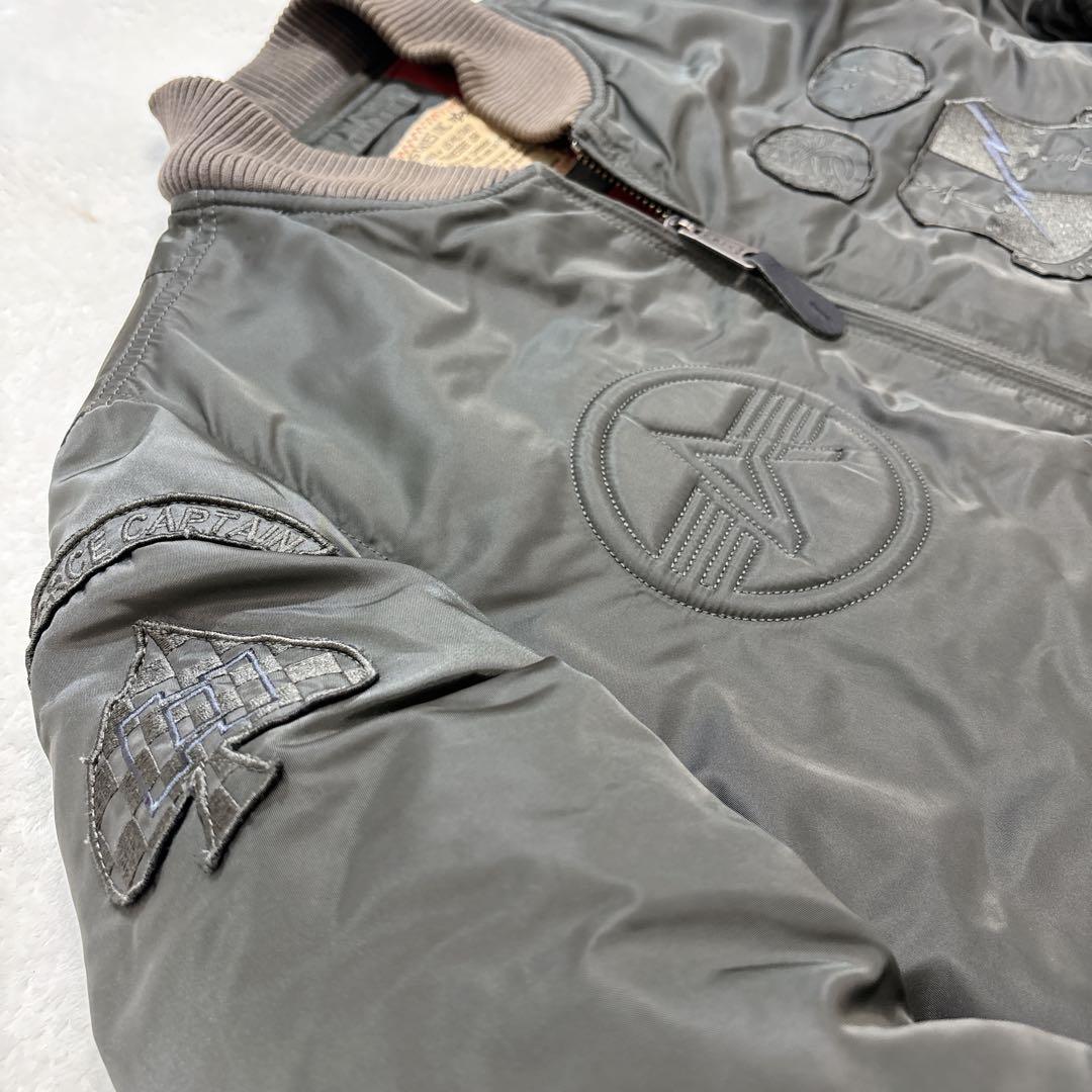 【希少】ALPHA MA-1 フライトジャケット L カーキ 刺繍 ロゴ パッチ