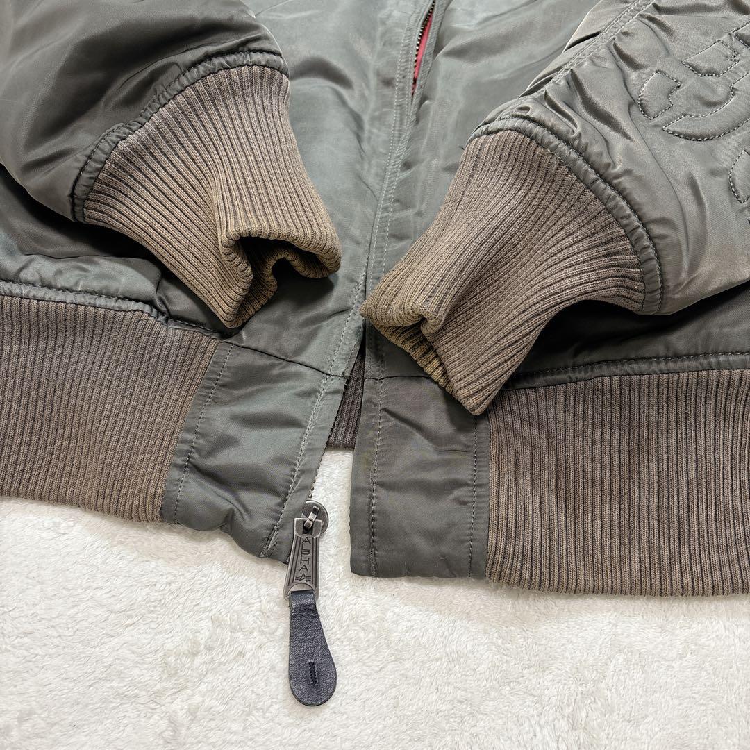 【希少】ALPHA MA-1 フライトジャケット L カーキ 刺繍 ロゴ パッチ