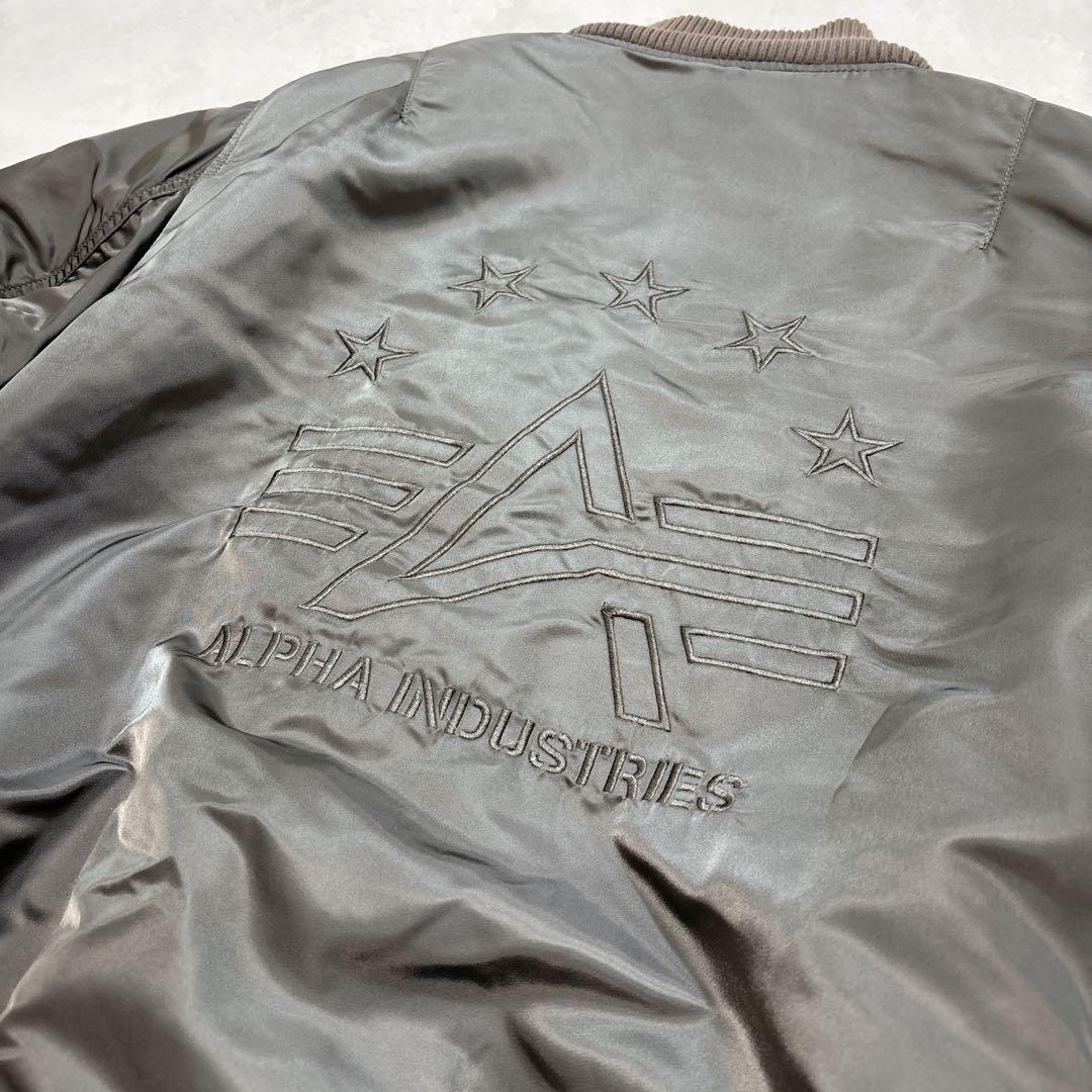 【希少】ALPHA MA-1 フライトジャケット L カーキ 刺繍 ロゴ パッチ