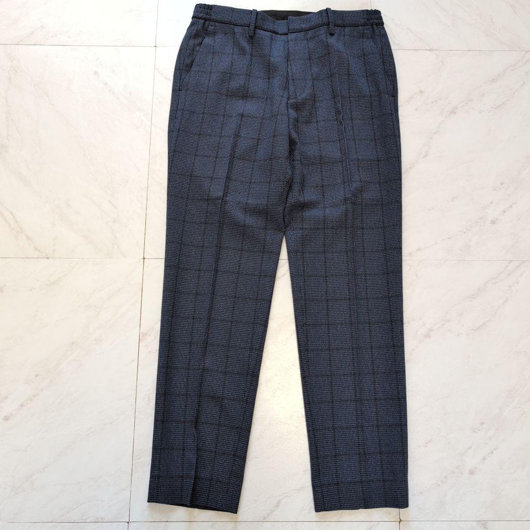 プラステ 洗える メンズスーツ セットアップ ネイビー チェック M