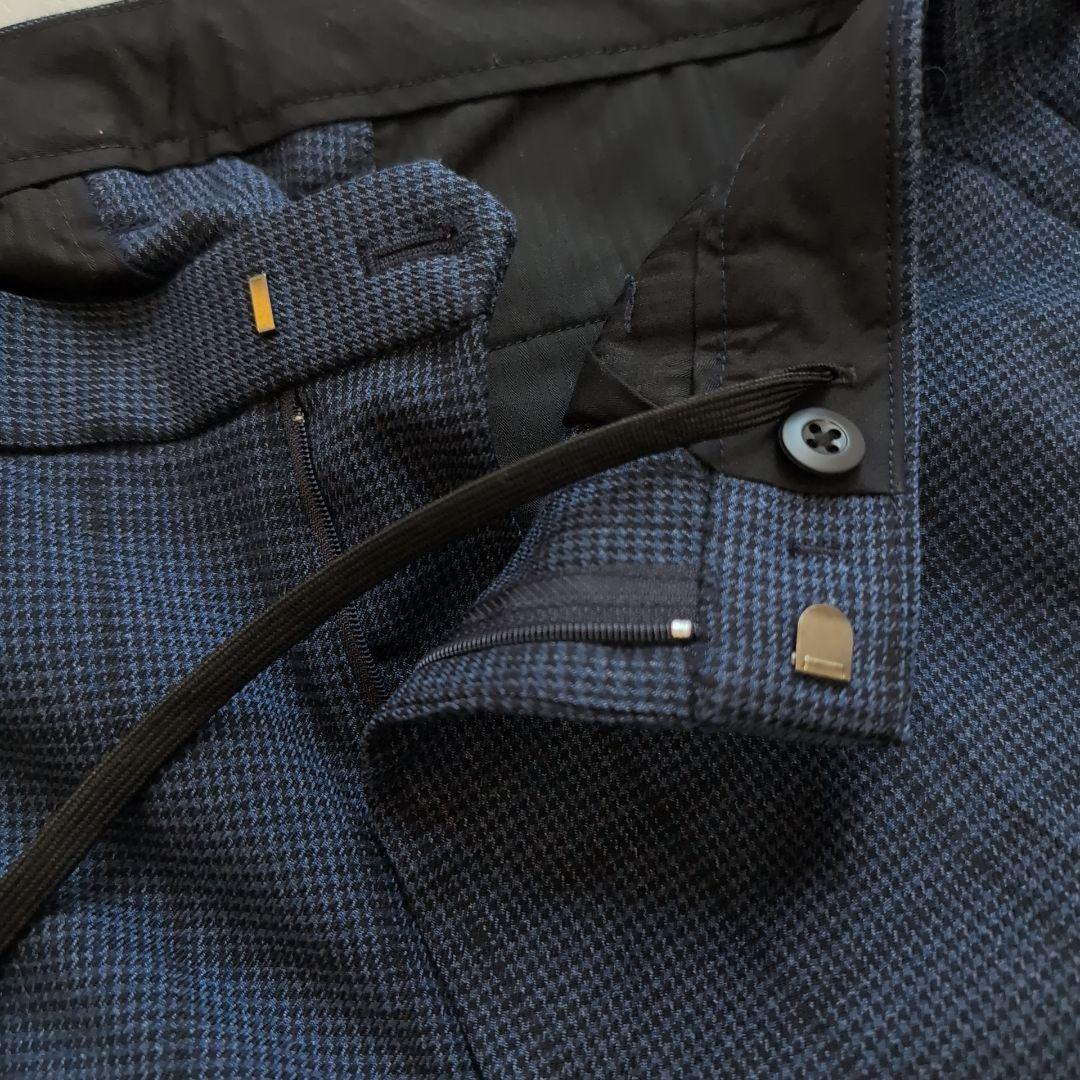 プラステ 洗える メンズスーツ セットアップ ネイビー チェック M