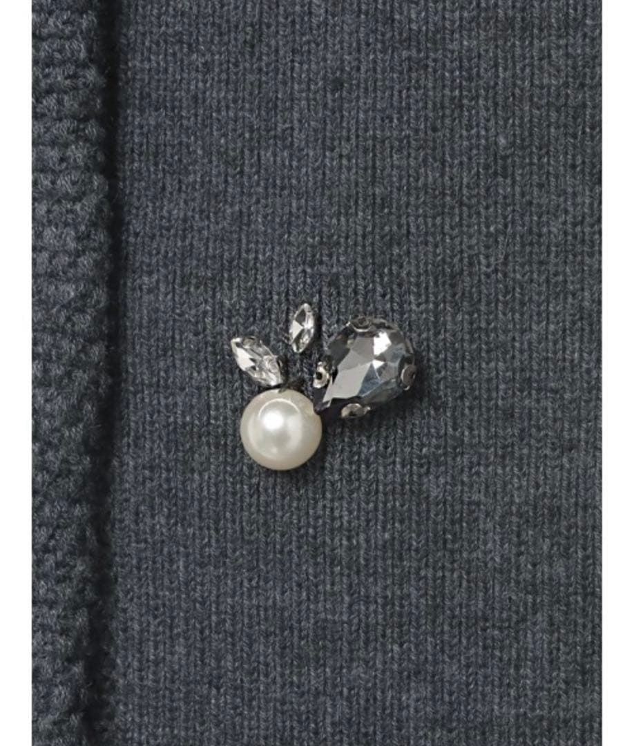 anuans ビジューニットジャケット グレー