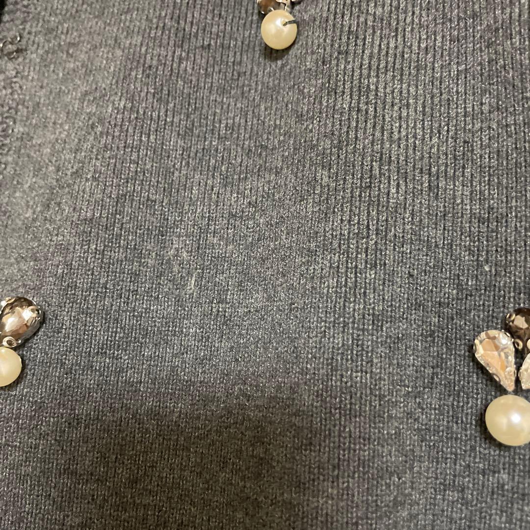 anuans ビジューニットジャケット グレー