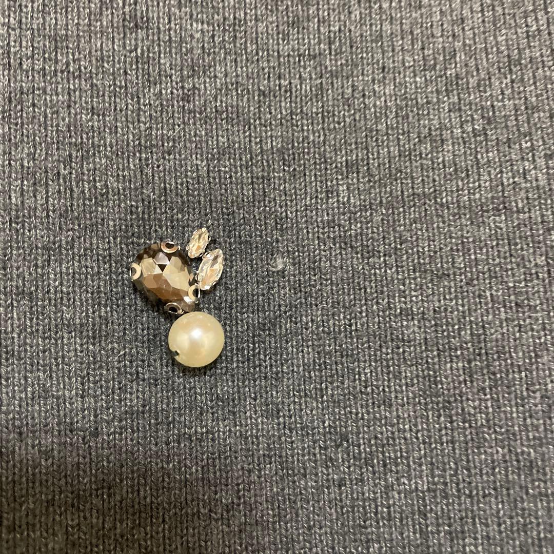 anuans ビジューニットジャケット グレー