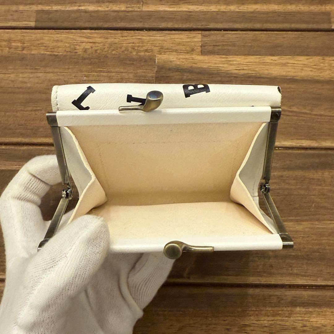 新品 イルビゾンテ 日本限定 ロゴプリント がま口折り財布 白×黒