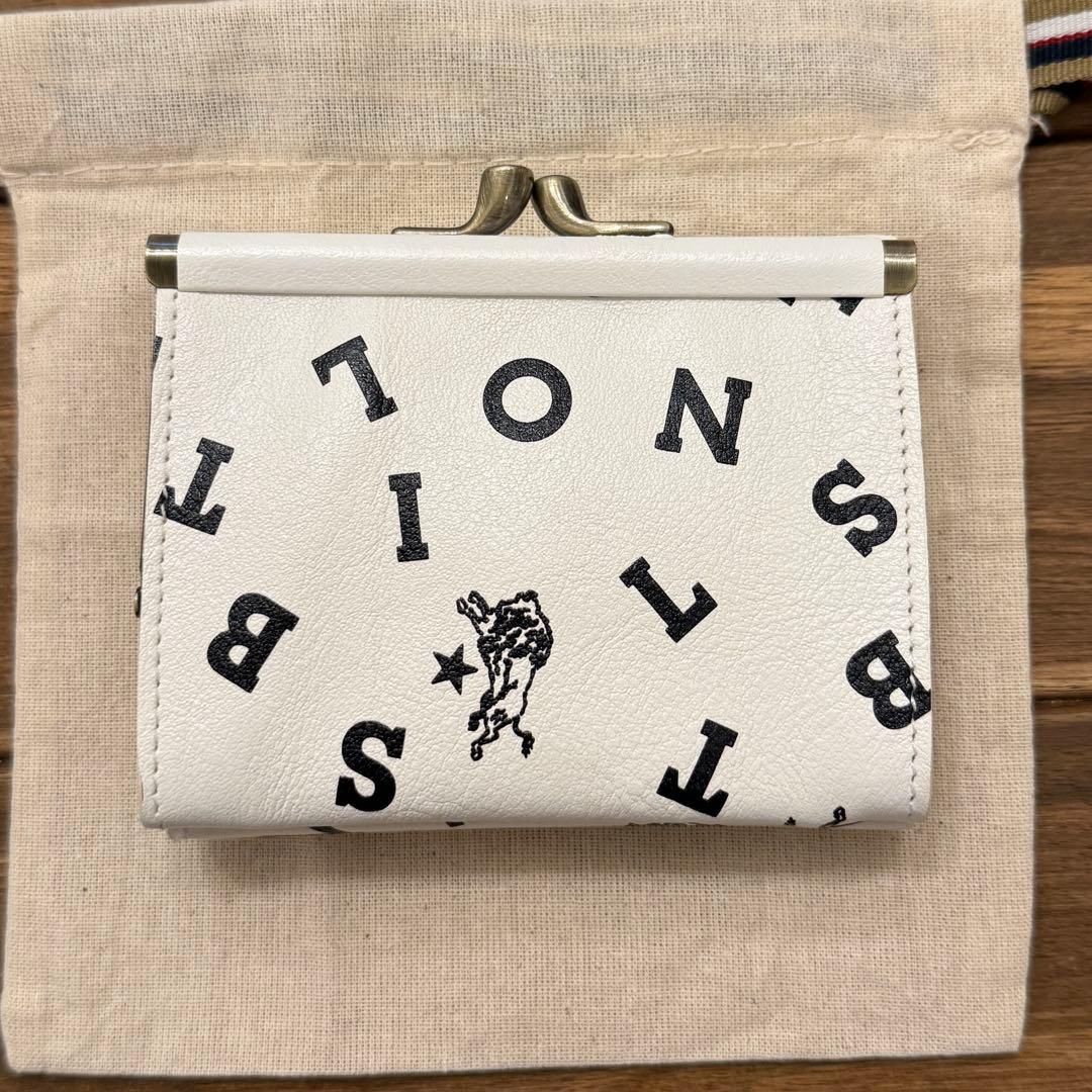 新品 イルビゾンテ 日本限定 ロゴプリント がま口折り財布 白×黒