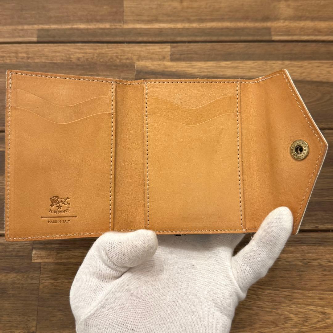 新品 イルビゾンテ 日本限定 ロゴプリント がま口折り財布 白×黒