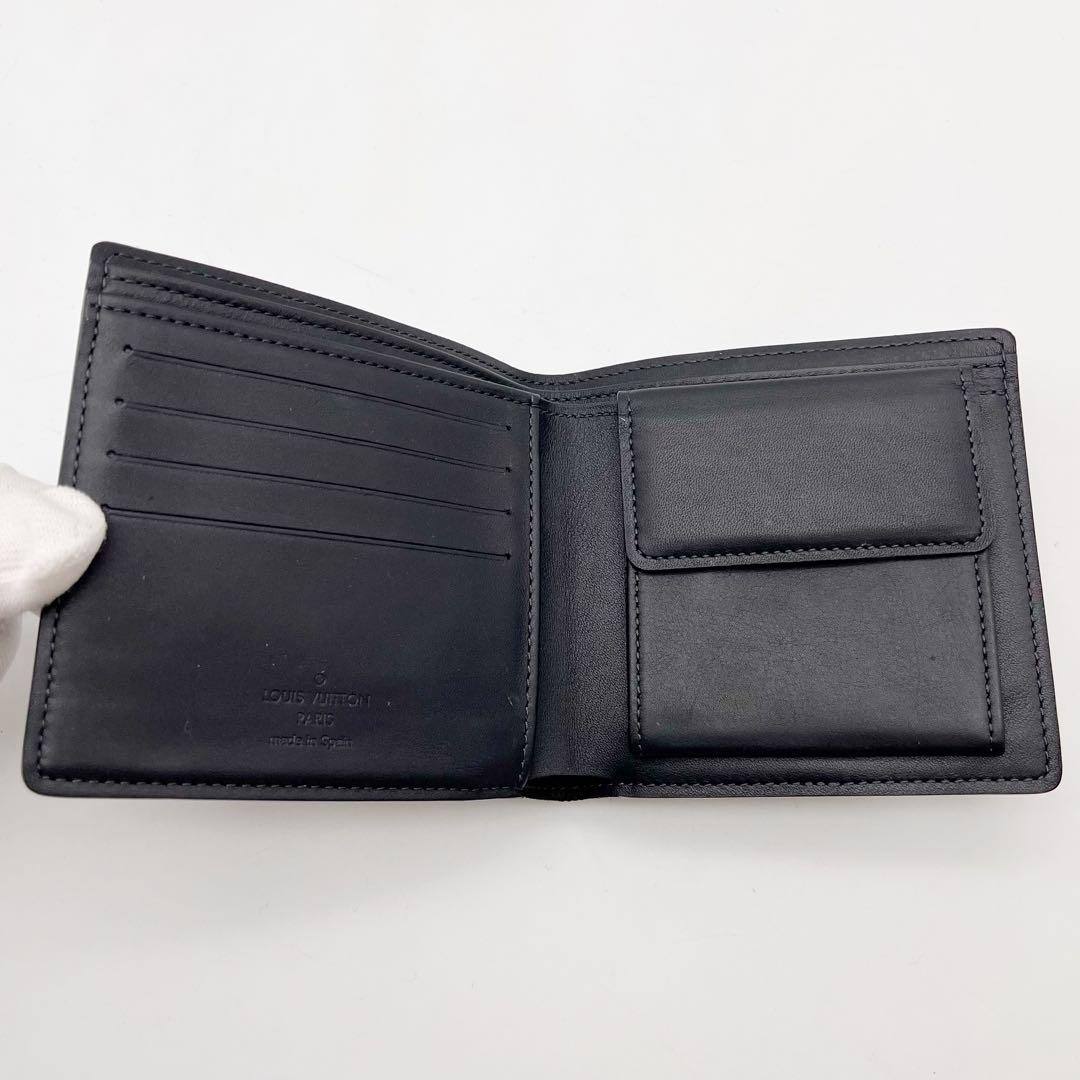 ルイヴィトン　ダミエコバルト 二つ折り財布　ポルトフォイユマルコ　コンパクト　紺