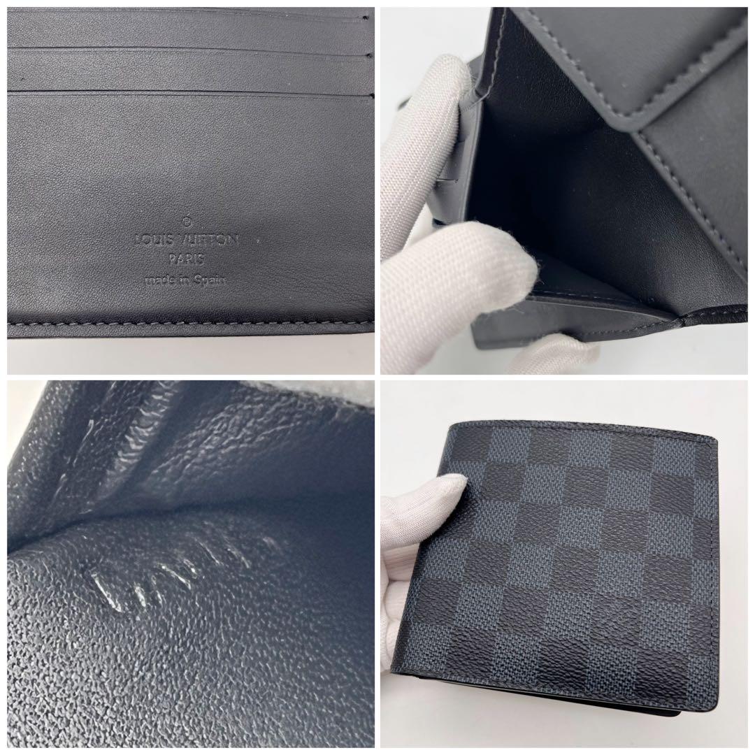 ルイヴィトン　ダミエコバルト 二つ折り財布　ポルトフォイユマルコ　コンパクト　紺