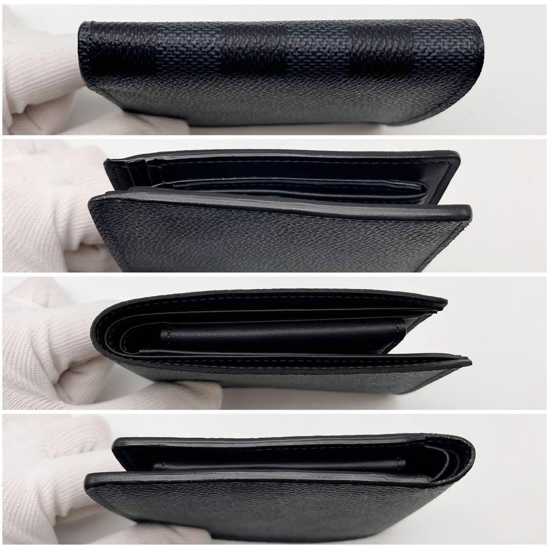 ルイヴィトン　ダミエコバルト 二つ折り財布　ポルトフォイユマルコ　コンパクト　紺