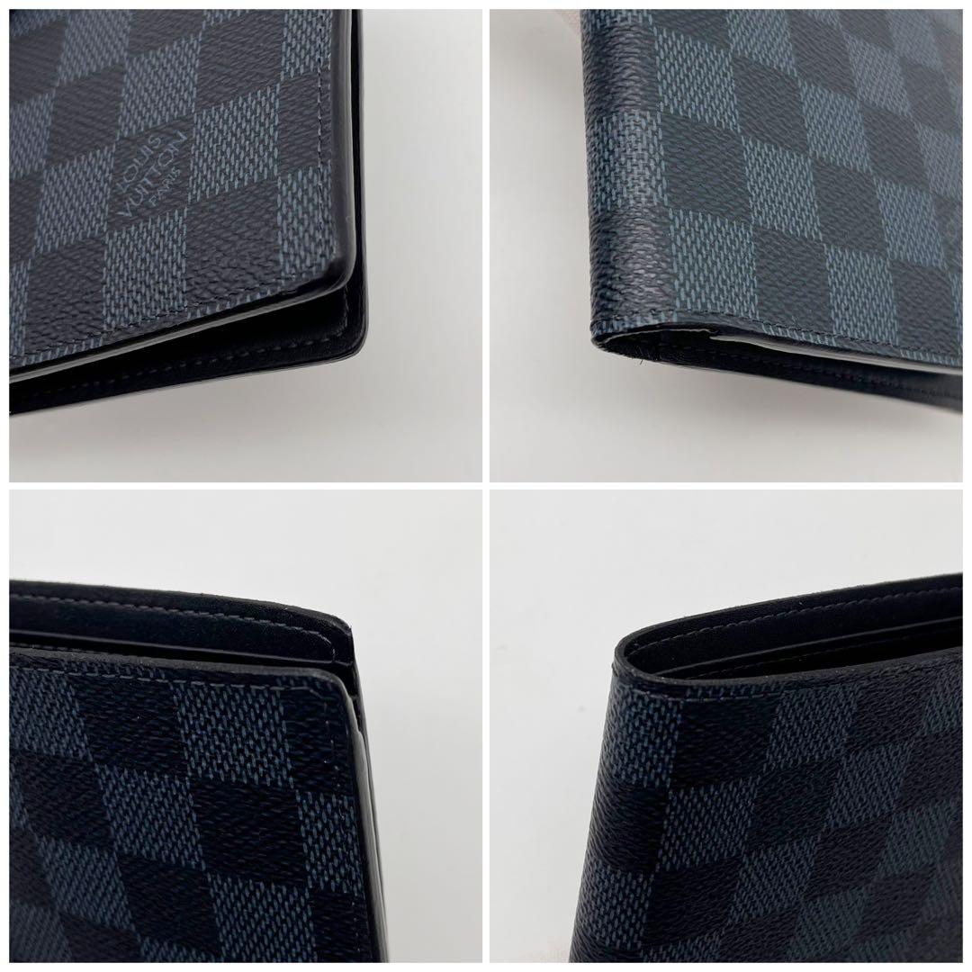 ルイヴィトン　ダミエコバルト 二つ折り財布　ポルトフォイユマルコ　コンパクト　紺