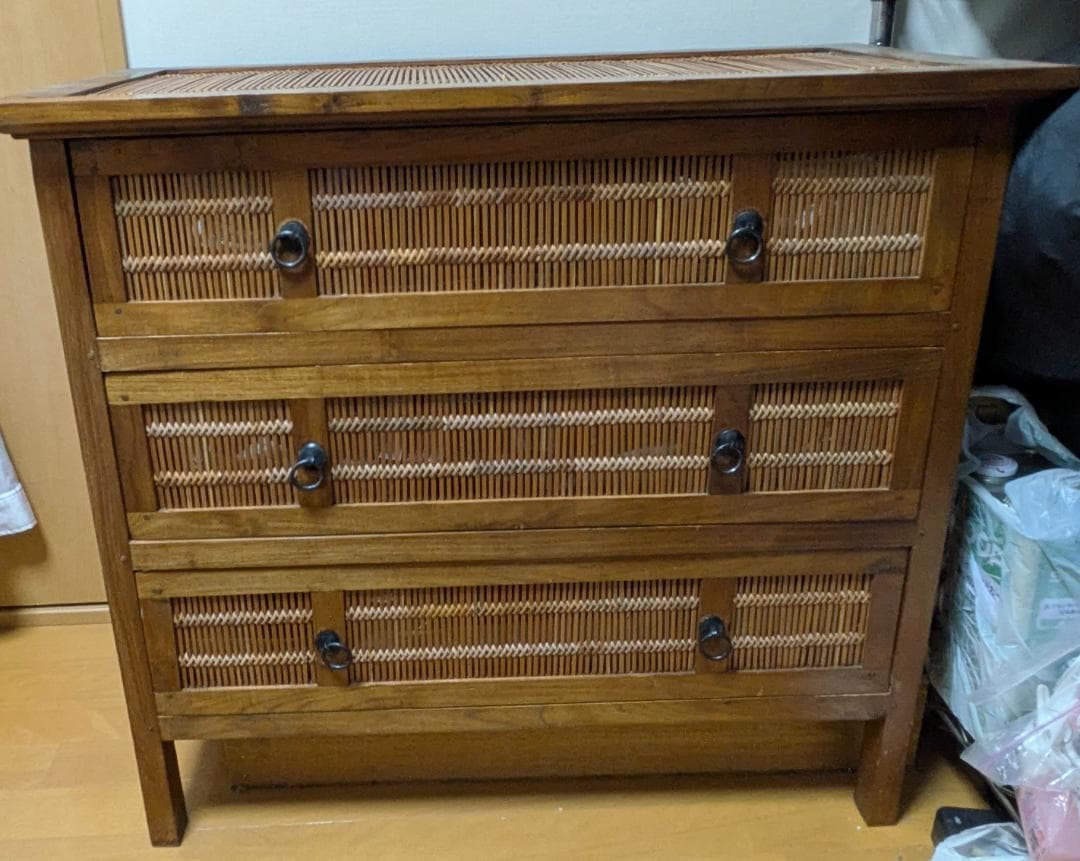 木製アジアンスタイル引き出し 3段　IDEE