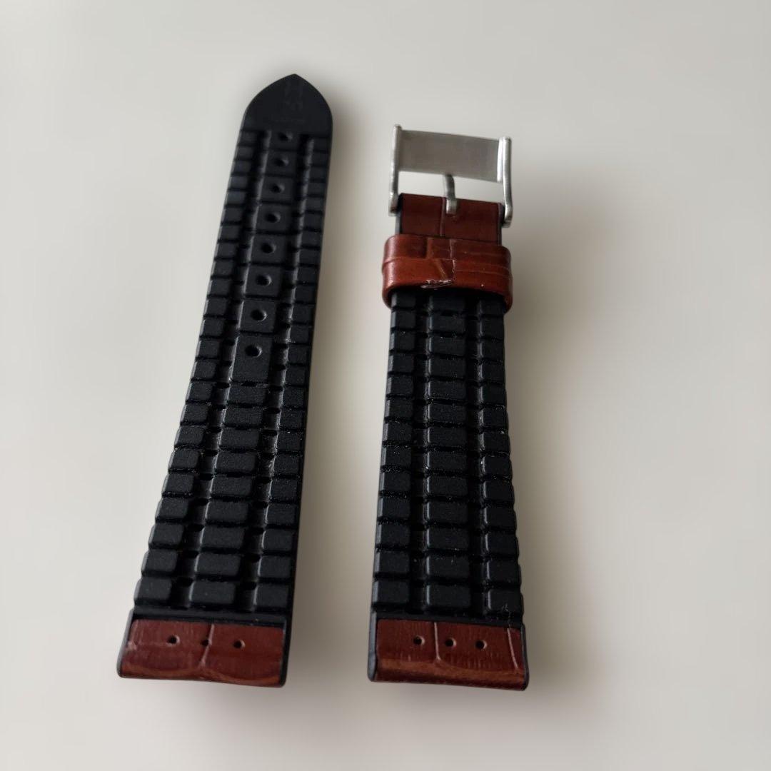 ○*様 ブラウンクロコダイル風 メンズレザーベルトブライトリング純正尾錠　ラグ幅