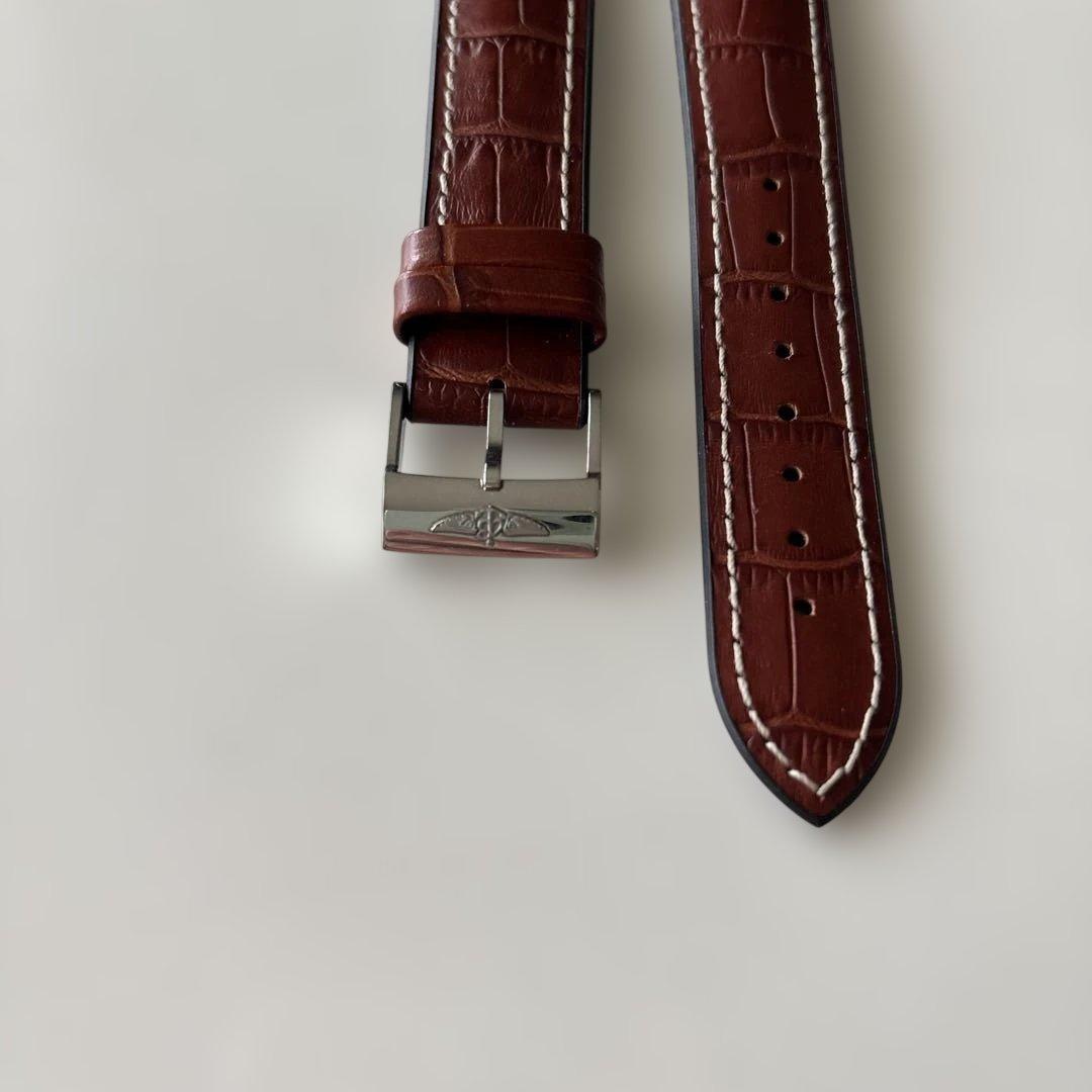 ○*様 ブラウンクロコダイル風 メンズレザーベルトブライトリング純正尾錠　ラグ幅