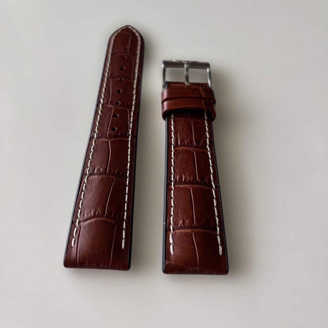 ○*様 ブラウンクロコダイル風 メンズレザーベルトブライトリング純正尾錠　ラグ幅