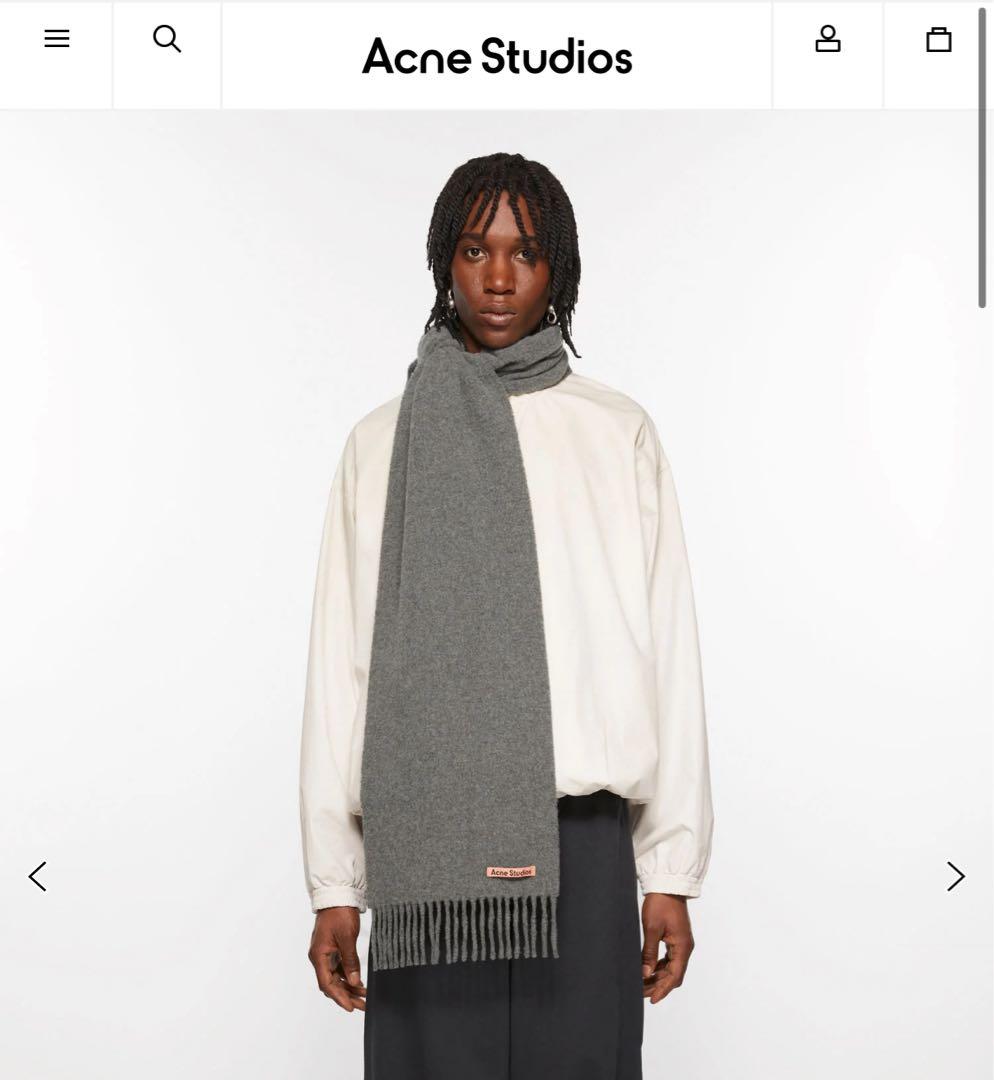 Acne Studios ウールスカーフ グレー スキニー