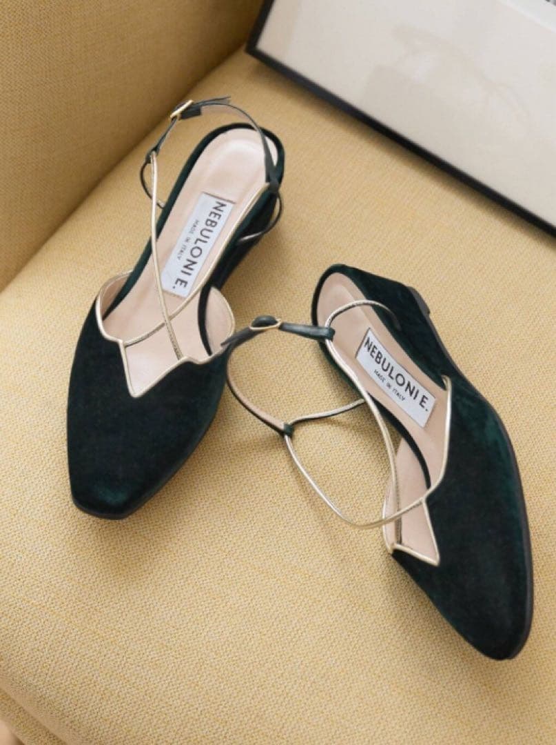 【新品】ネブローニ　ベルベット　サンダル　グリーン　37