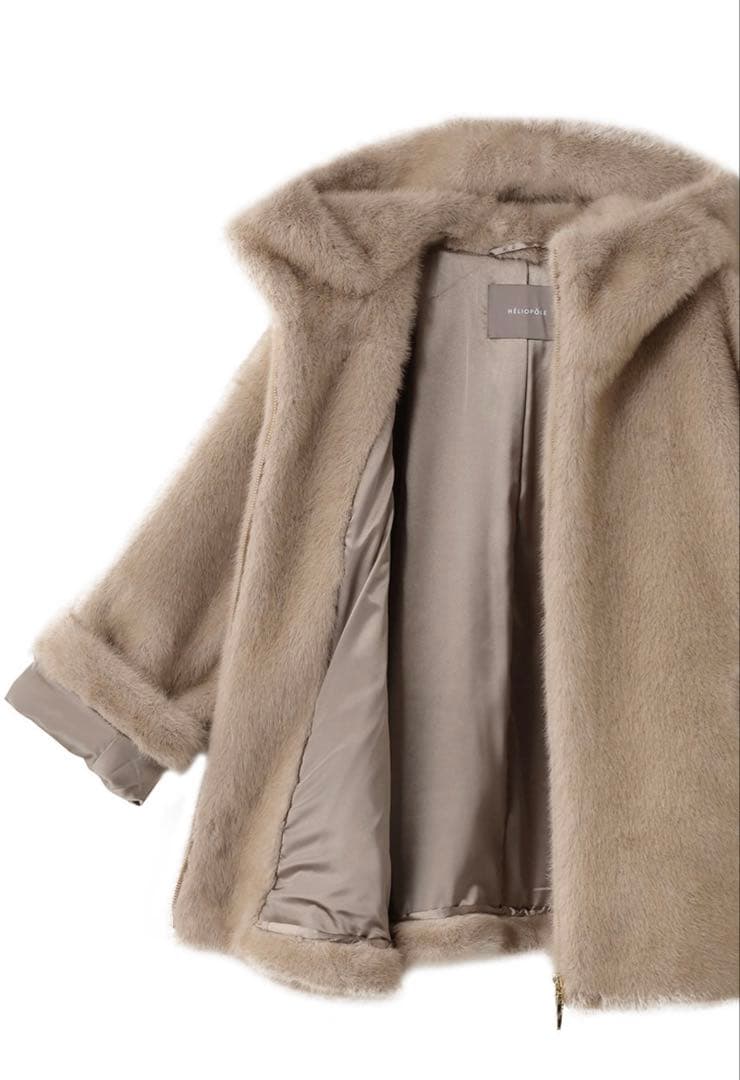 エリオポール　HELIOPOLE ミンク調フェイクファーフーディーブルゾン