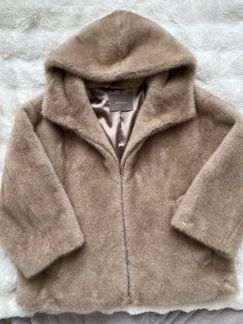 エリオポール　HELIOPOLE ミンク調フェイクファーフーディーブルゾン