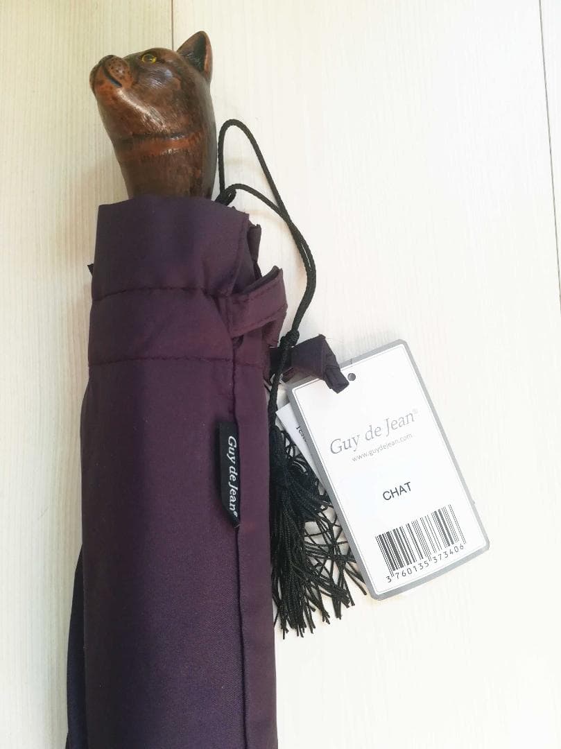 Guy de jean 折り畳み傘 雨/日傘兼用：ネコ（プルーン）