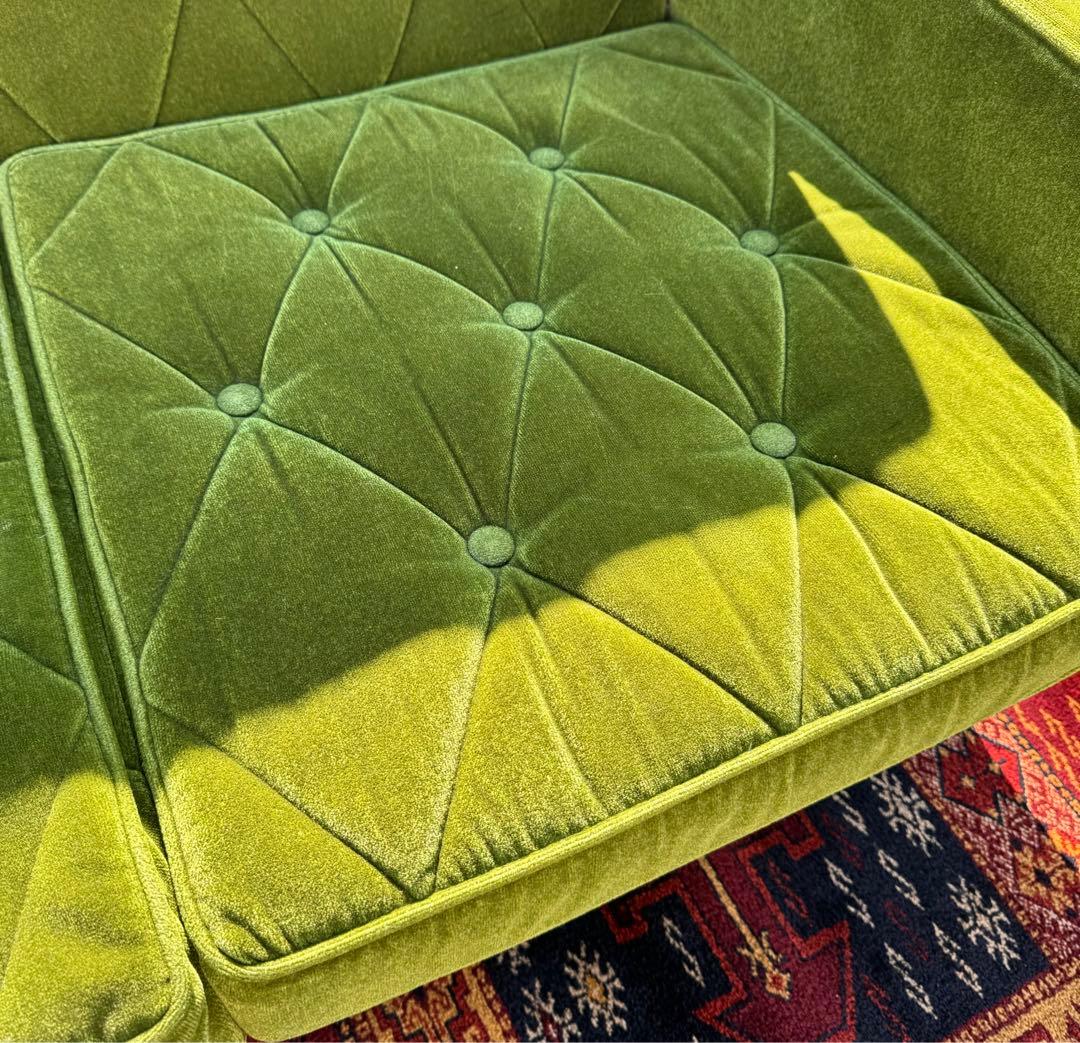 カリモク60 ロビーチェア 3シーター モケットグリーン ソファ 日本製