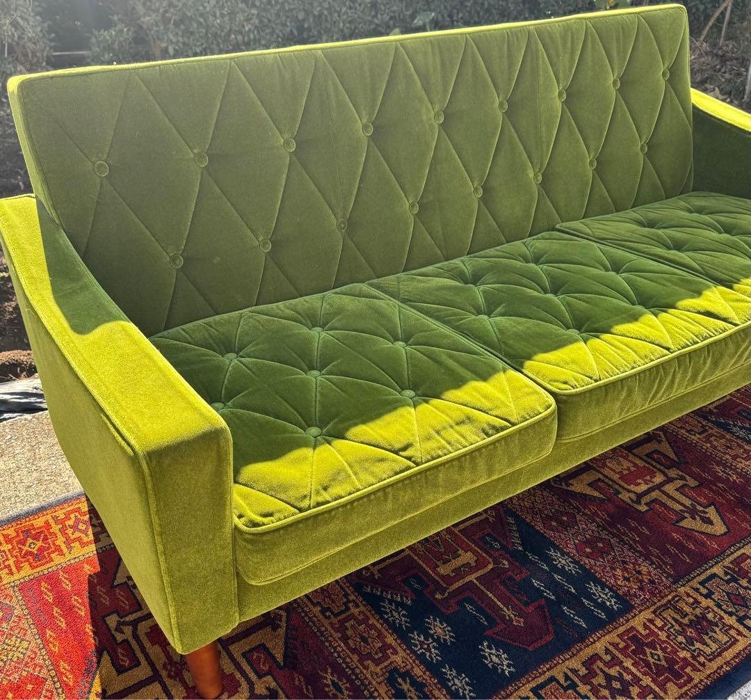 カリモク60 ロビーチェア 3シーター モケットグリーン ソファ 日本製