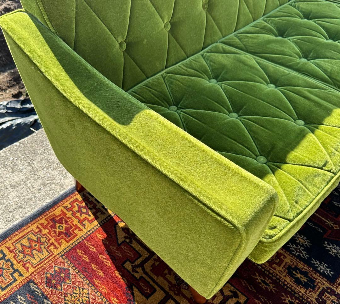 カリモク60 ロビーチェア 3シーター モケットグリーン ソファ 日本製