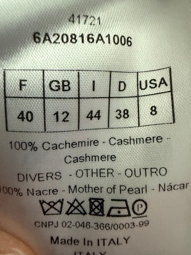 Dior イタリア製　100％カシミヤ桜ピンクの薄めコート