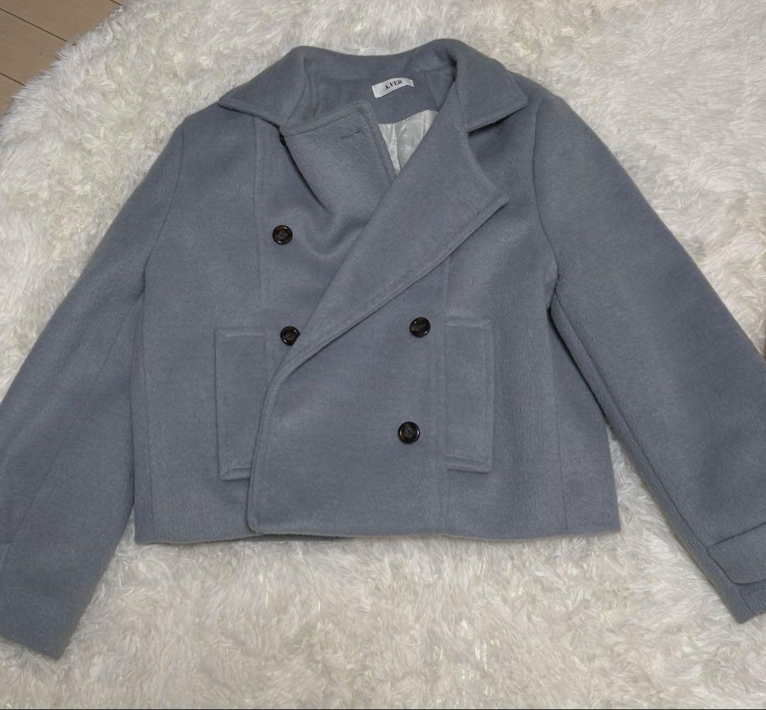 韓国 ZELENA ノアダブルショートコート sora 水色　ウィッシュコア