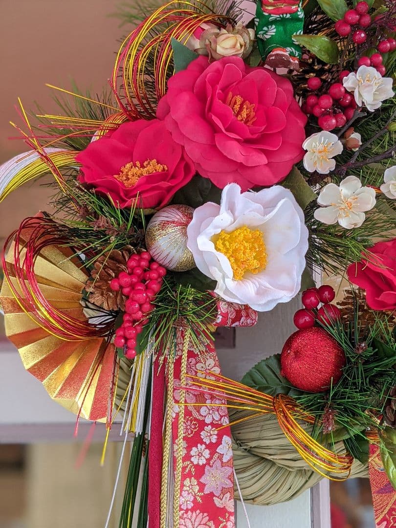 【年末セール中】お正月飾り❁しめ縄リース❁造花アレンジメント