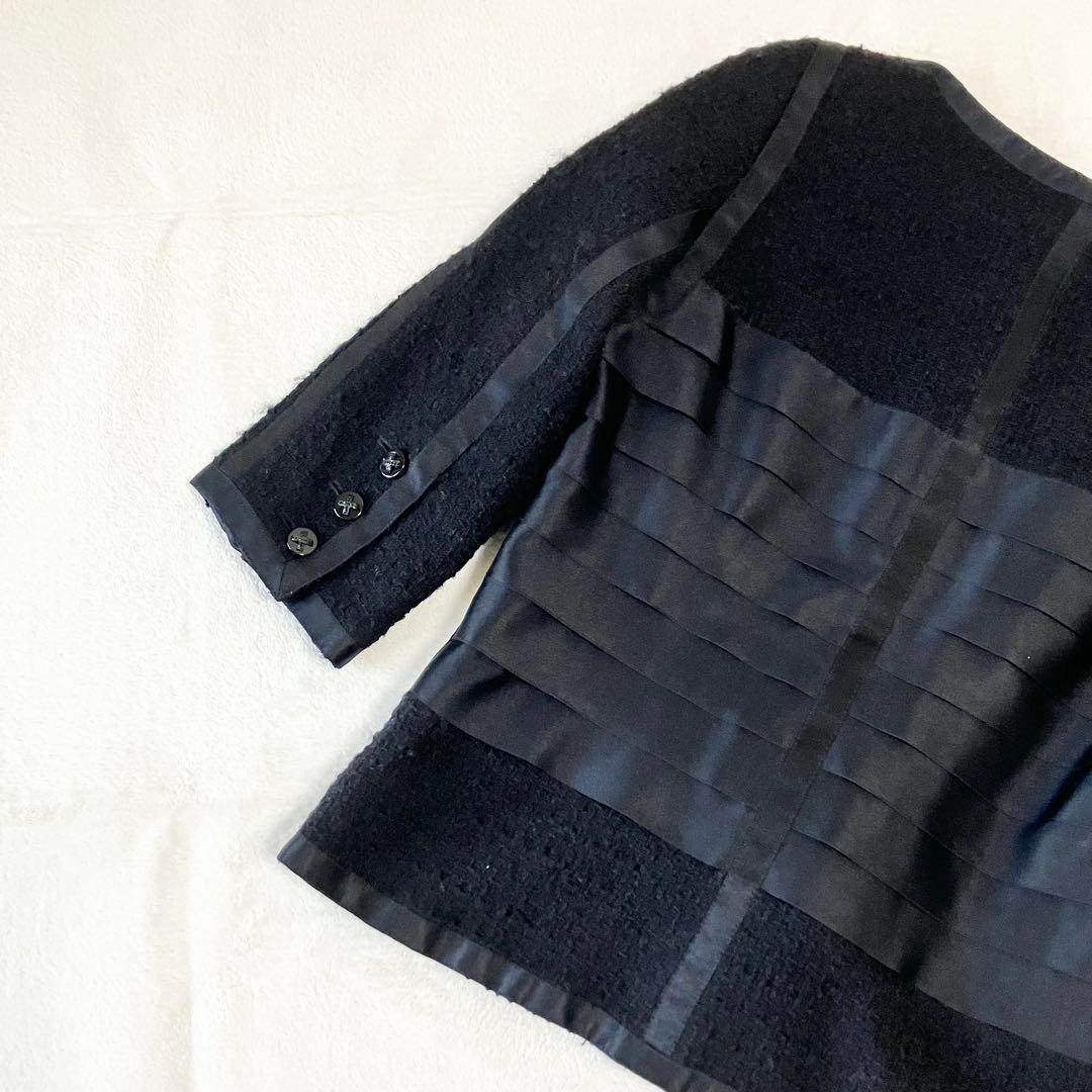 ★美品★シャネル　ツイードジャケット　42 シルク　リボン　ノーカラー 06A
