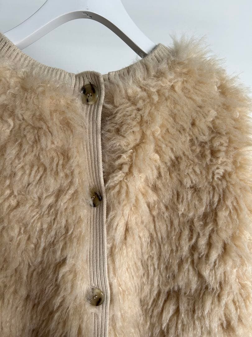 新品think fur 2Way ベージュファーカーディガン