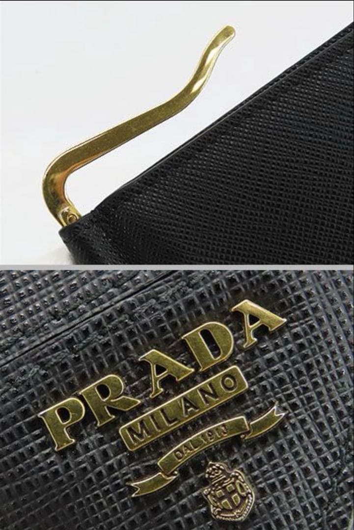 PRADA ブラック サフィアーノレザー マネークリップ