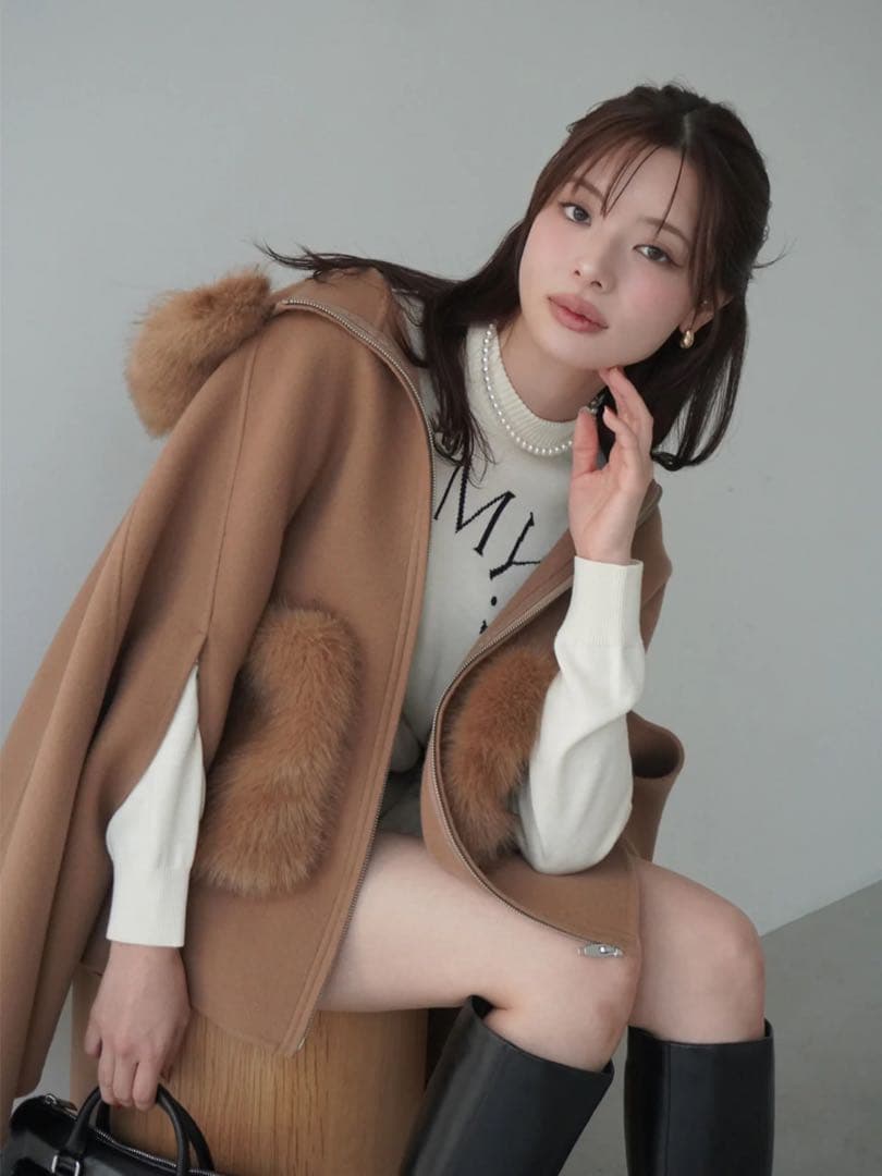 eimy istoire ファーポケットマントコート