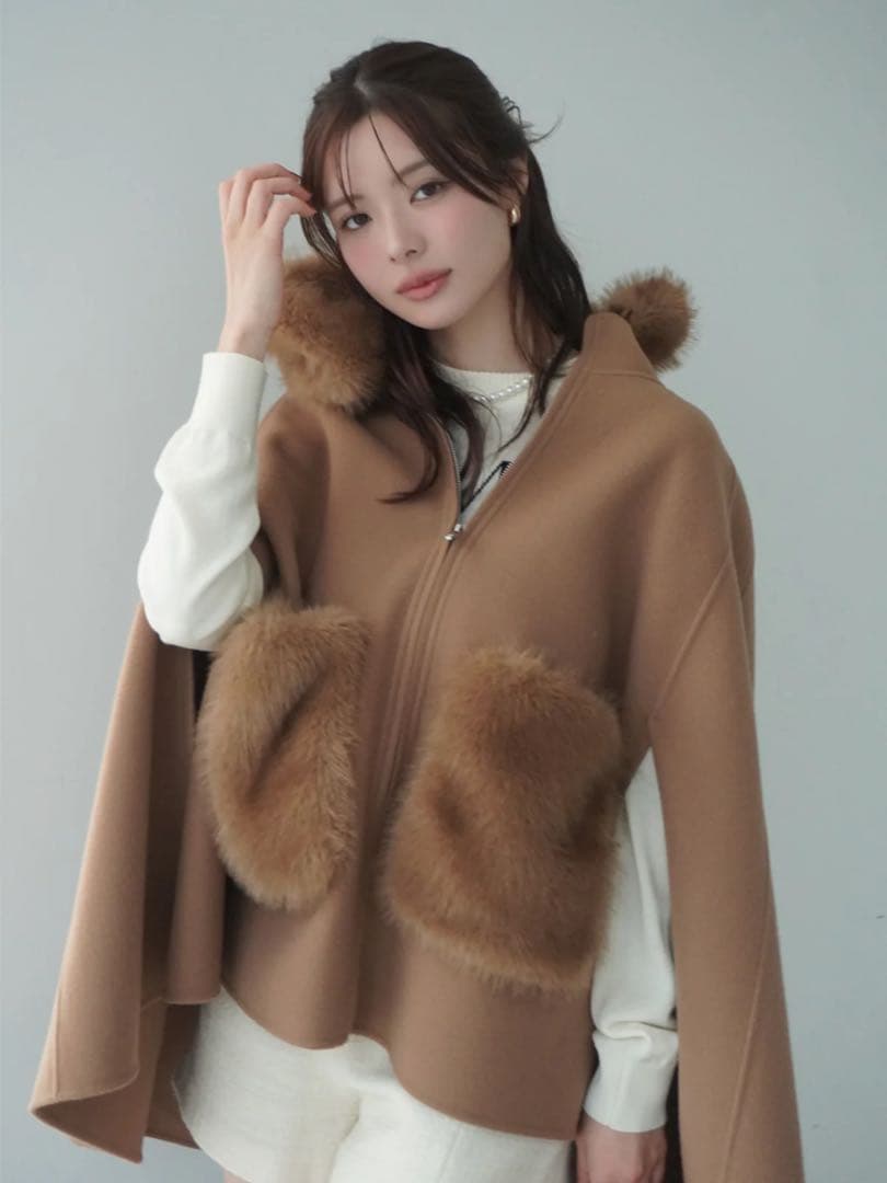 eimy istoire ファーポケットマントコート