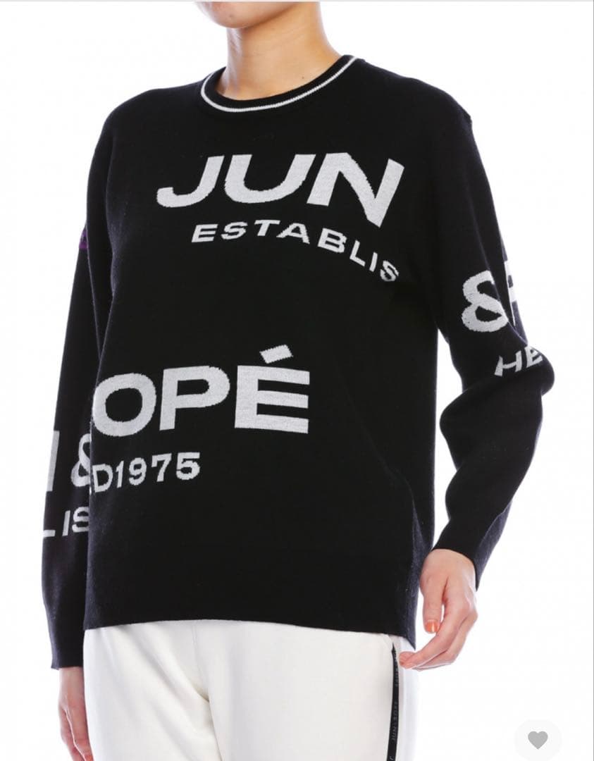 新品タグ付き　JUN & ROPE ロゴプリント セーター　黒　M ゴルフ