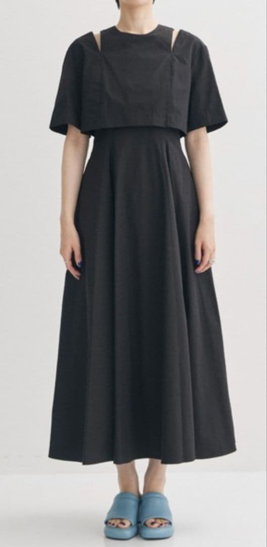 clane ブラック 半袖 ロングワンピース