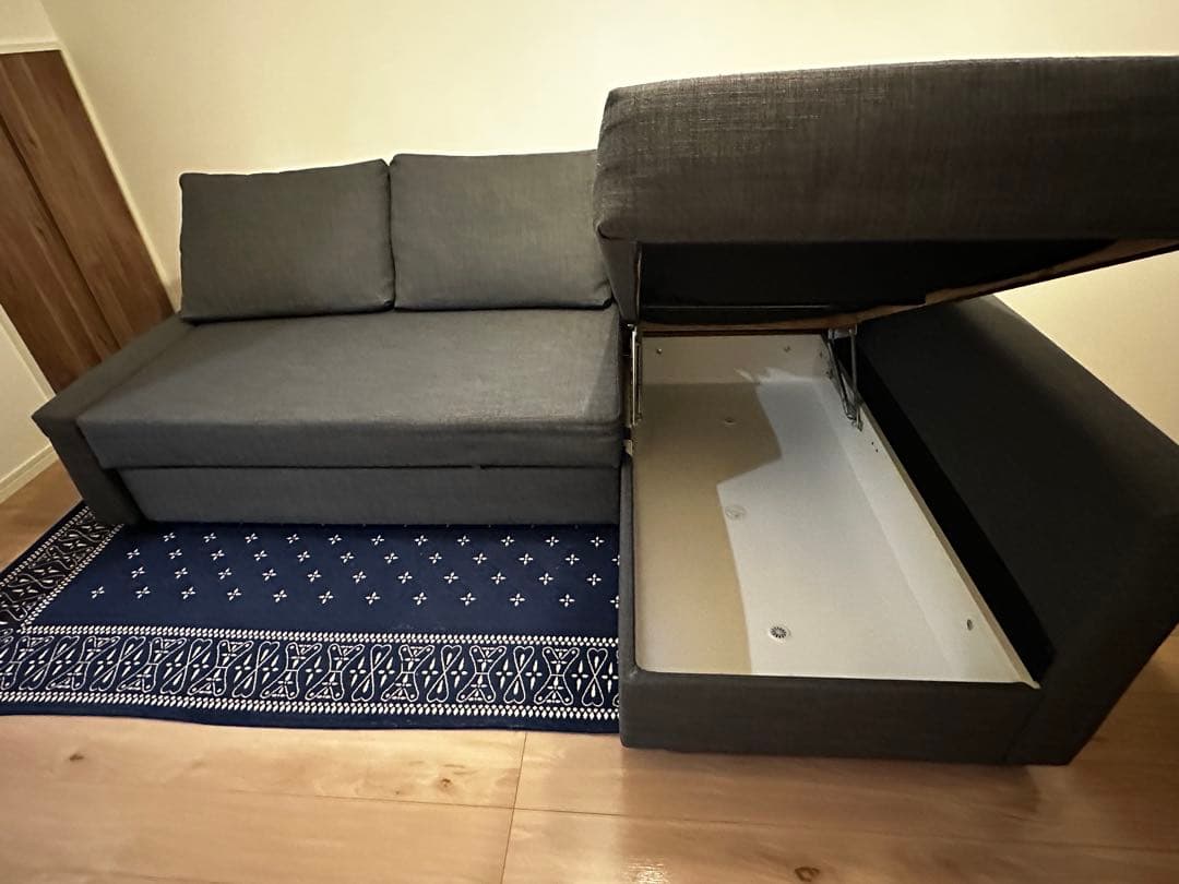【直接引取限定】フリーヘーテン グレー IKEA ソファベッド ダブルベッド