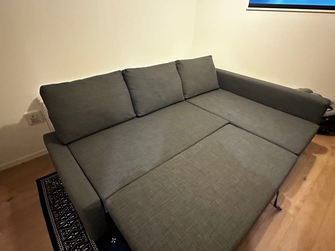【直接引取限定】フリーヘーテン グレー IKEA ソファベッド ダブルベッド