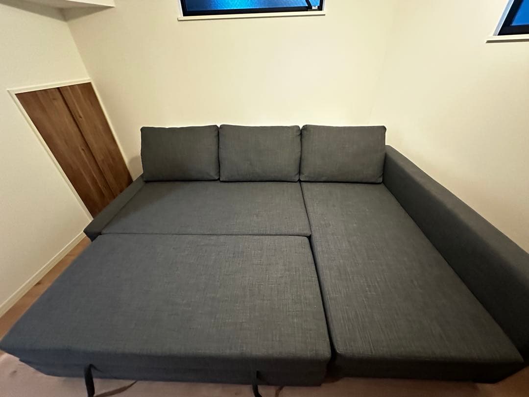 【直接引取限定】フリーヘーテン グレー IKEA ソファベッド ダブルベッド
