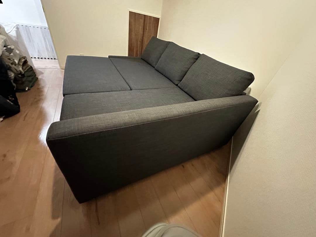 【直接引取限定】フリーヘーテン グレー IKEA ソファベッド ダブルベッド