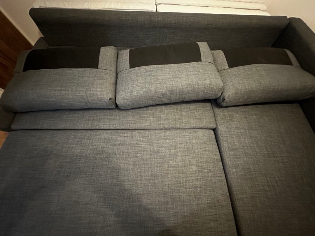 【直接引取限定】フリーヘーテン グレー IKEA ソファベッド ダブルベッド
