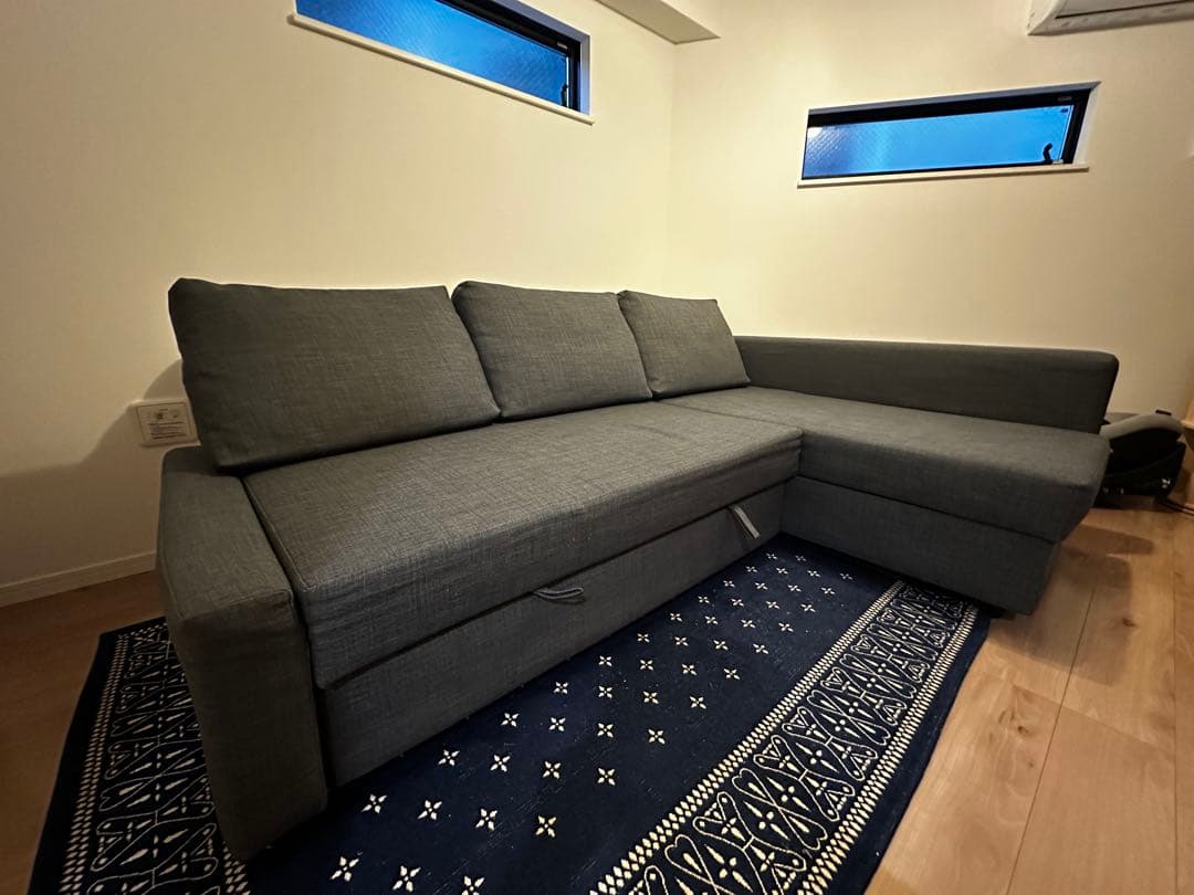 【直接引取限定】フリーヘーテン グレー IKEA ソファベッド ダブルベッド