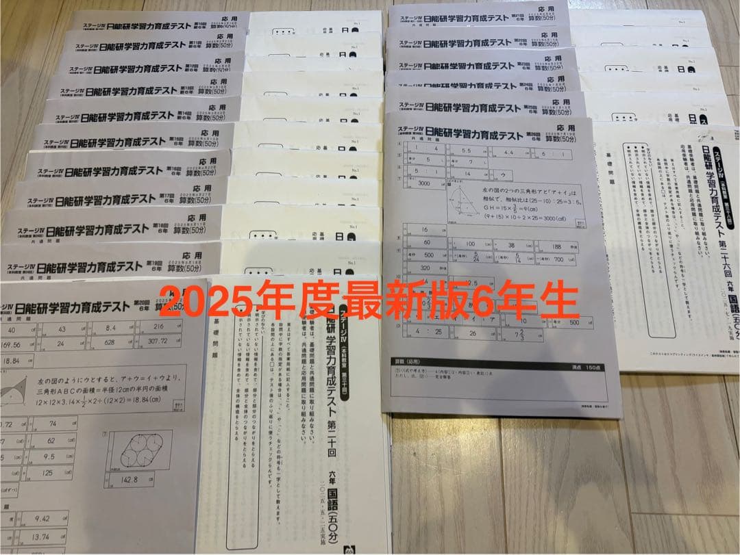 日能研6年生2025年度学習力テスト（後期は難関）春期夏期講習テストのフルセット