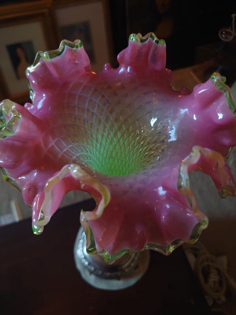 「売約済」フランス1890s'ヴィクトリアンクランベリー ヴァセリンSP花器