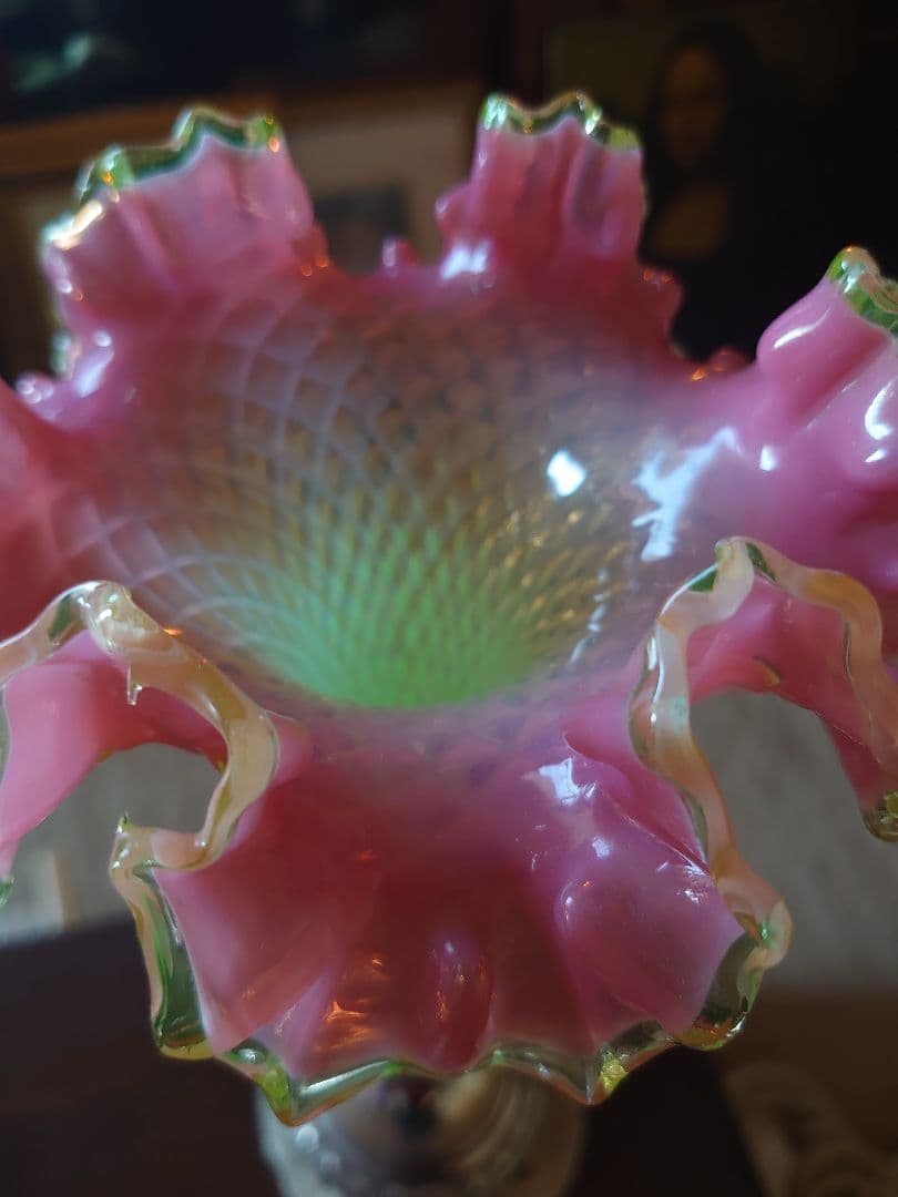 「売約済」フランス1890s'ヴィクトリアンクランベリー ヴァセリンSP花器