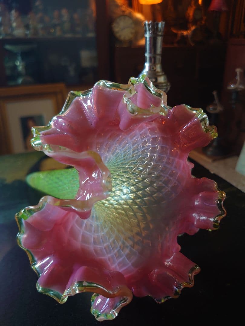 「売約済」フランス1890s'ヴィクトリアンクランベリー ヴァセリンSP花器