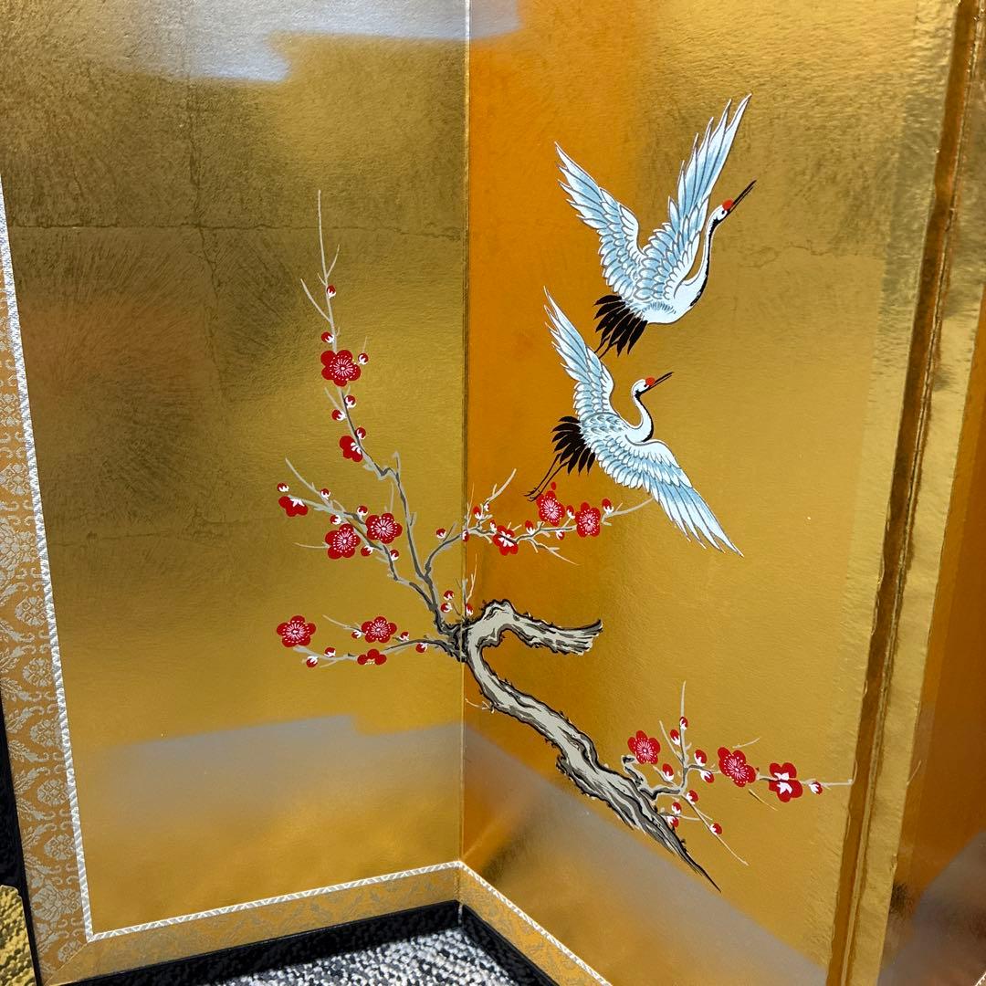 reⅠuお雛様金屏風 鶴、梅、松　超特特大