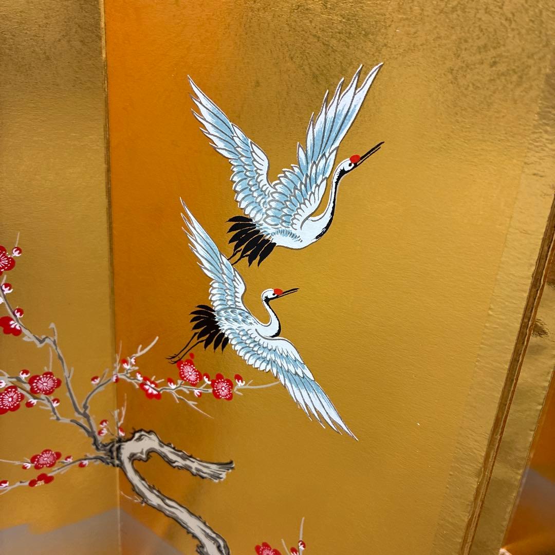 reⅠuお雛様金屏風 鶴、梅、松　超特特大